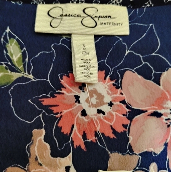 Jessica Simpson Women's Maternity Blue Floral Kimono Wrap Dress size Small - Picture 3 of 16
